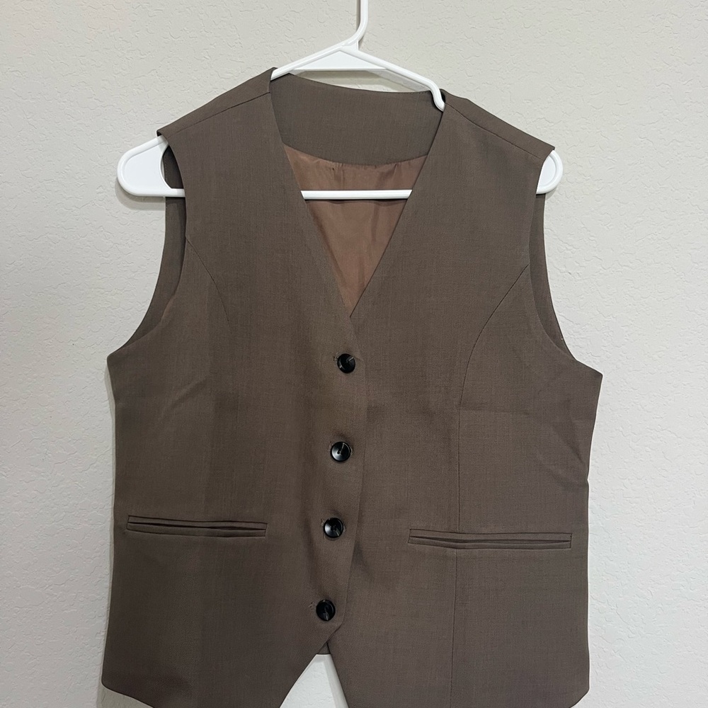 Brown Button-Up Vest